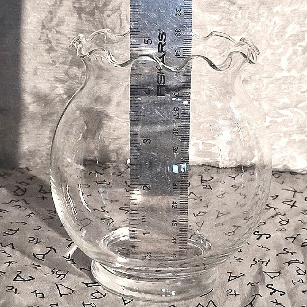 COMING SOON Indiana Glass Iridescent Crystal Carnival Ivy Bowl Ruffled Rim vase
